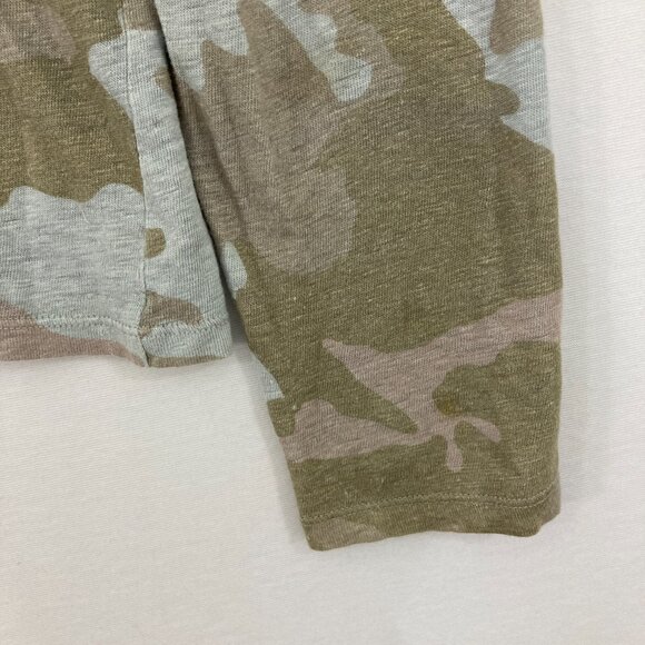 ZADIG & VOLTAIRE Small Green Willy Lin Camo Crewneck Long-Sleeve Linen Top - Picture 11 of 12